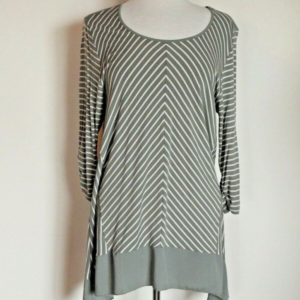 Chico's Gray and White Striped Tunic